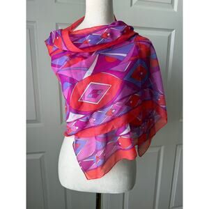 Mod Geometric Sheer Scarf Wrap Psychedelic Groovy Hippie Retro 1960s Art Deco